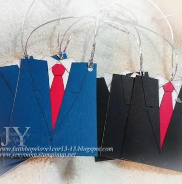 Handmade suit-shaped gift bags from Little C’s Creations